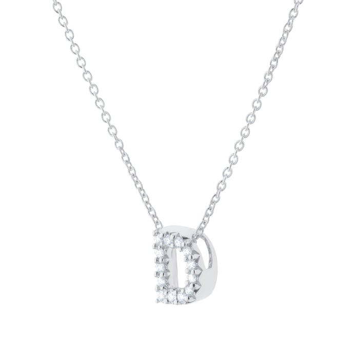 Roberto Coin Tiny Treasures 18ct White Gold 0.06ct Love Letter D Necklaces