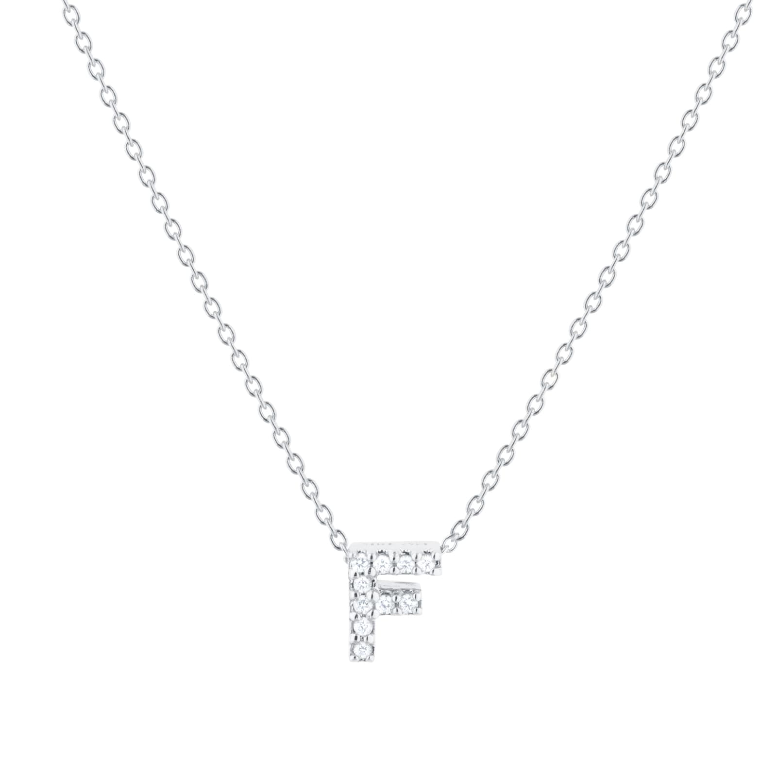 Roberto Coin Tiny Treasures 18ct White Gold 0.05ct Love Letter F Necklaces