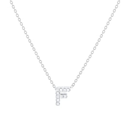37050124 - Tiny Treasures 18ct White Gold 0.05ct Love Letter F Necklaces