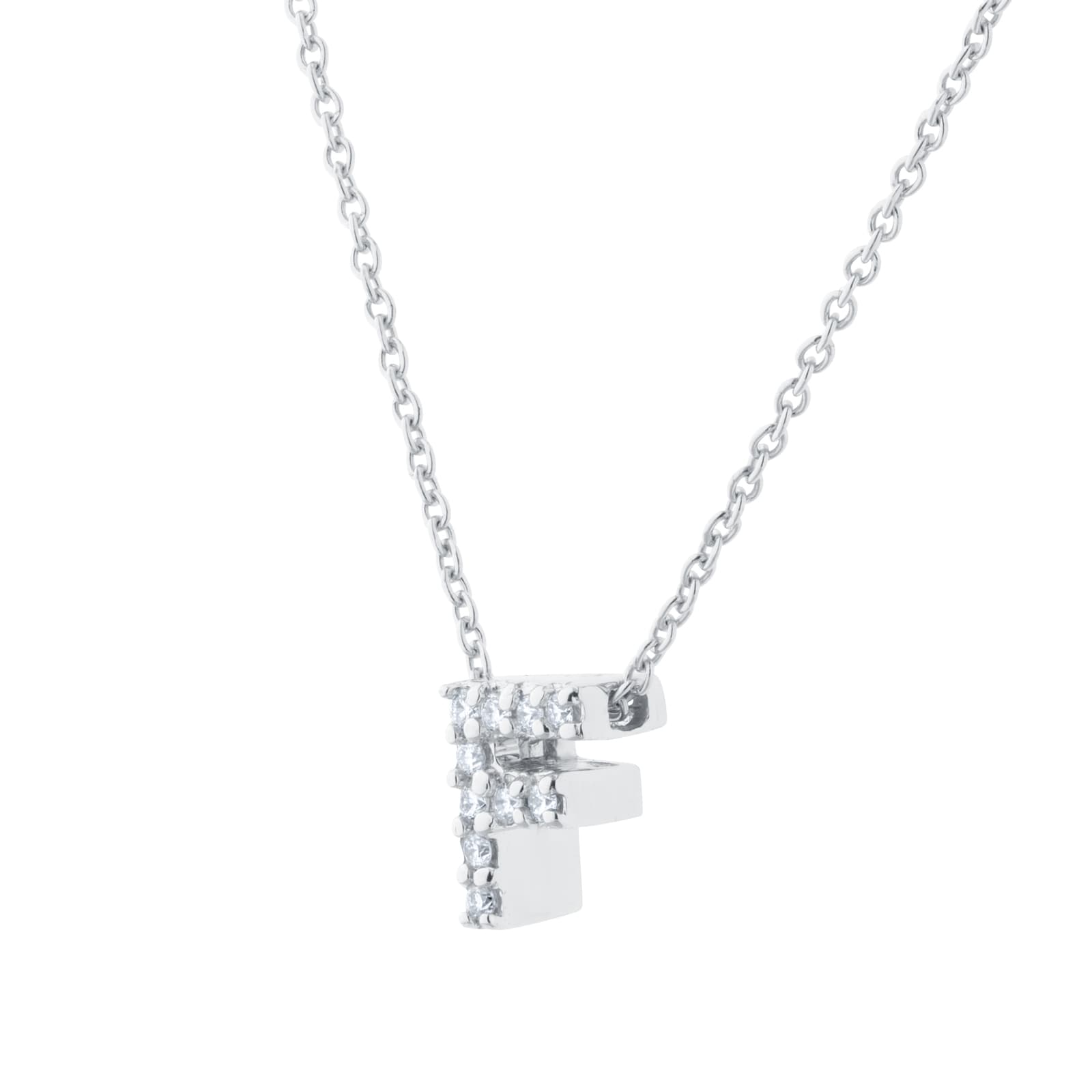 Roberto Coin Tiny Treasures 18ct White Gold 0.05ct Love Letter F Necklaces