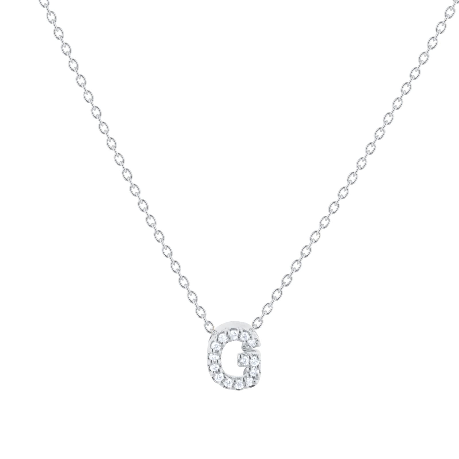 Roberto Coin Tiny Treasures 18ct White Gold 0.06ct Love Letter G Necklaces