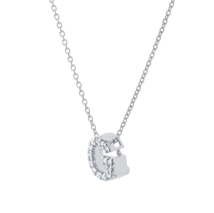 Roberto Coin Tiny Treasures 18ct White Gold 0.06ct Love Letter G Necklaces