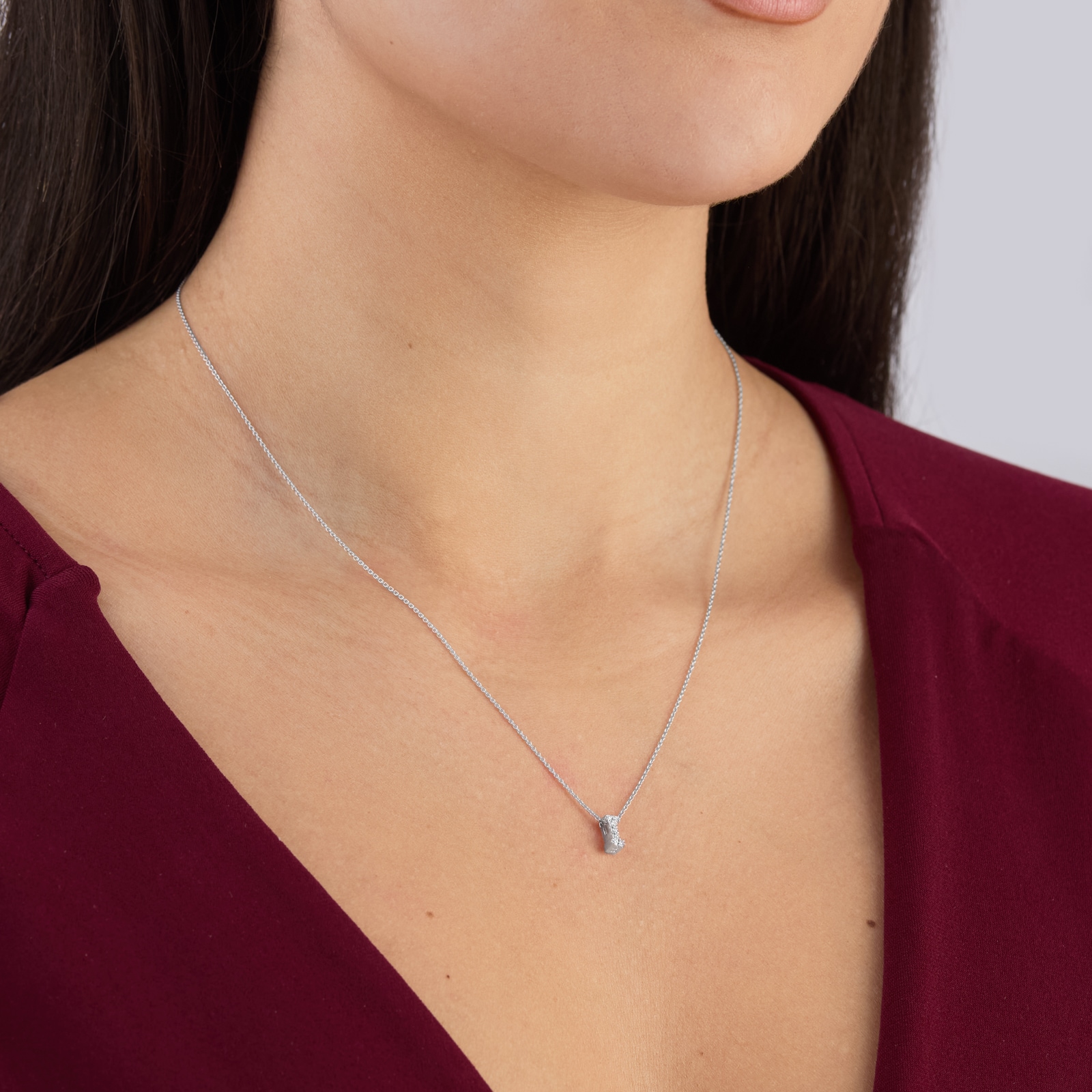 Roberto Coin Tiny Treasures 18ct White Gold 0.03ct Love Letter I Necklaces