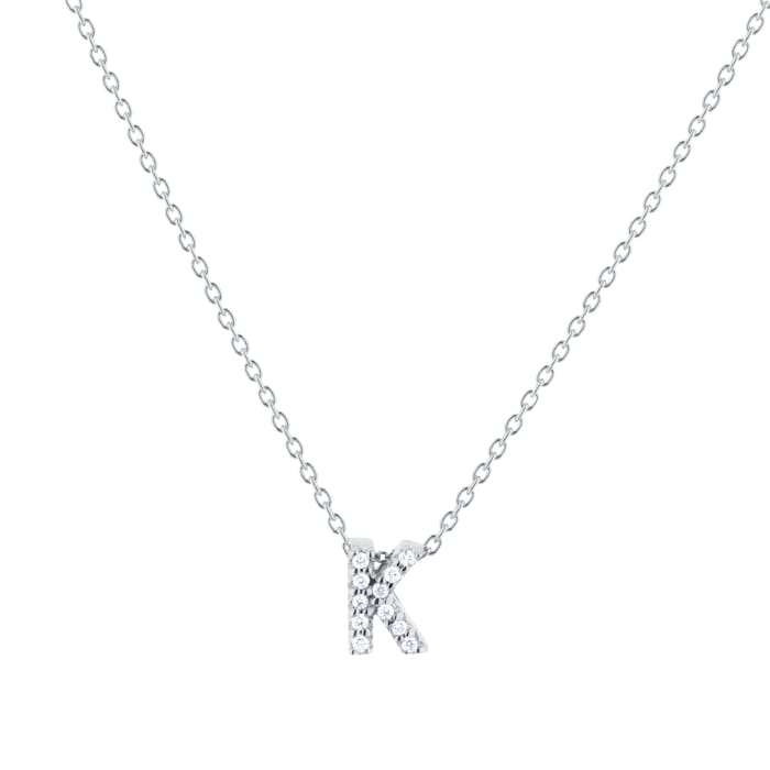 Roberto Coin Tiny Treasures 18ct White Gold 0.05ct Love Letter K Necklaces