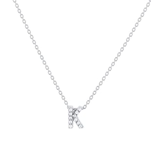 Roberto Coin Tiny Treasures 18ct White Gold 0.05ct Love Letter K Necklaces