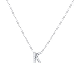 37050127 - Tiny Treasures 18ct White Gold 0.05ct Love Letter K Necklaces