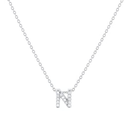 37050128 - Tiny Treasures 18ct White Gold 0.07ct Love Letter N Necklaces