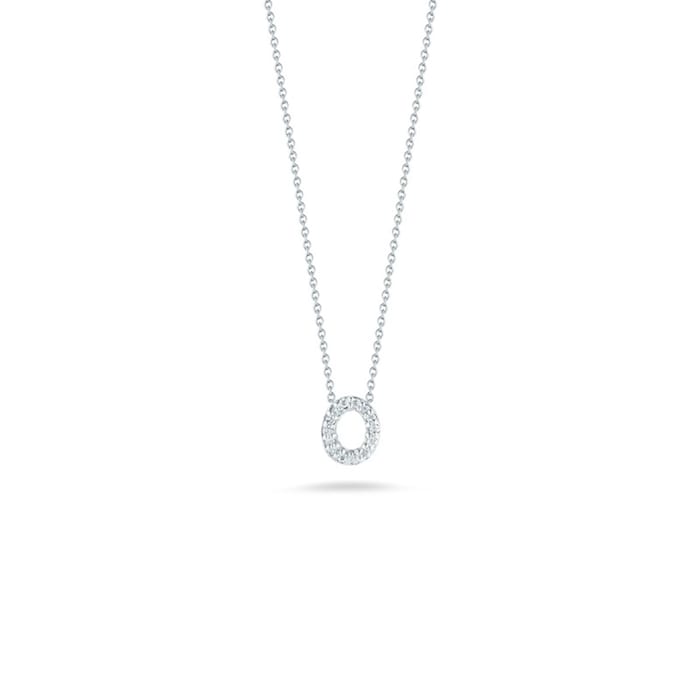 Roberto Coin Tiny Treasures 18ct White Gold 0.06ct Love Letter O Necklaces