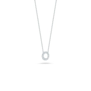 Roberto Coin Tiny Treasures 18ct White Gold 0.06ct Love Letter O Necklaces