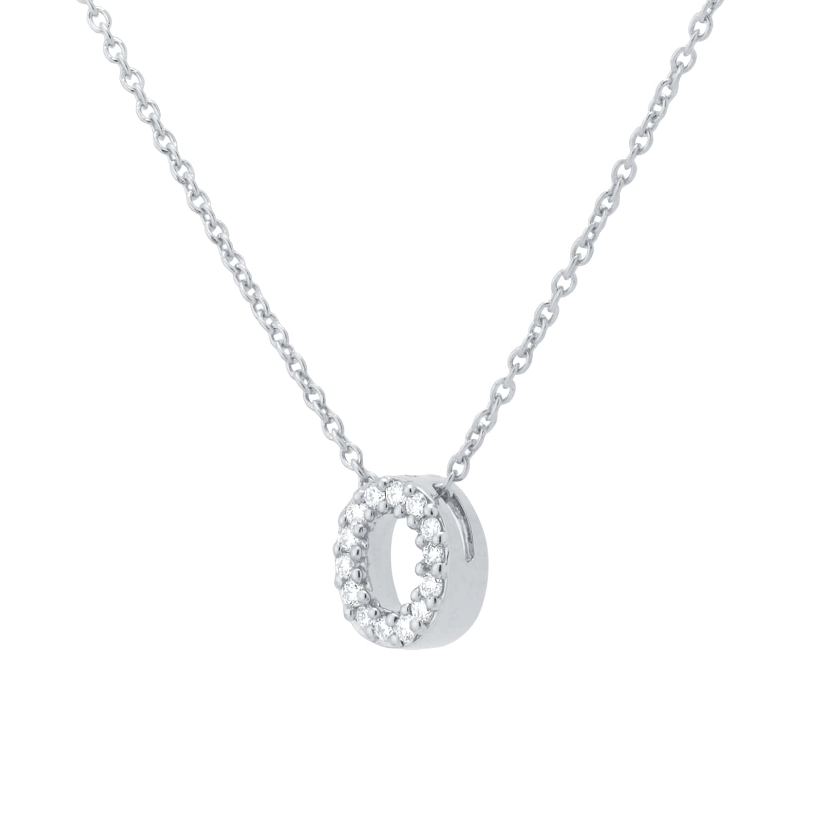 Roberto Coin Tiny Treasures 18ct White Gold 0.06ct Love Letter O Necklaces
