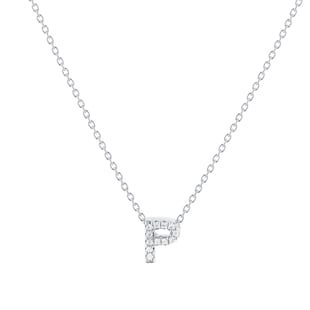 Roberto Coin Tiny Treasures 18ct White Gold 0.05ct Love Letter P Necklaces