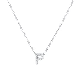 37050130 - Tiny Treasures 18ct White Gold 0.05ct Love Letter P Necklaces
