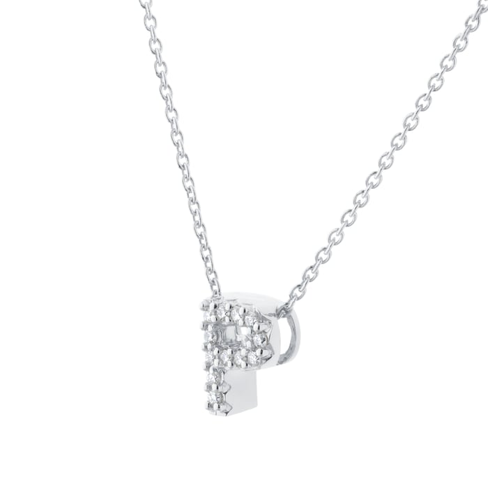 Roberto Coin Tiny Treasures 18ct White Gold 0.05ct Love Letter P Necklaces