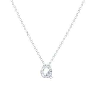 Roberto Coin Tiny Treasures 18ct White Gold 0.07ct Love Letter Q Necklaces