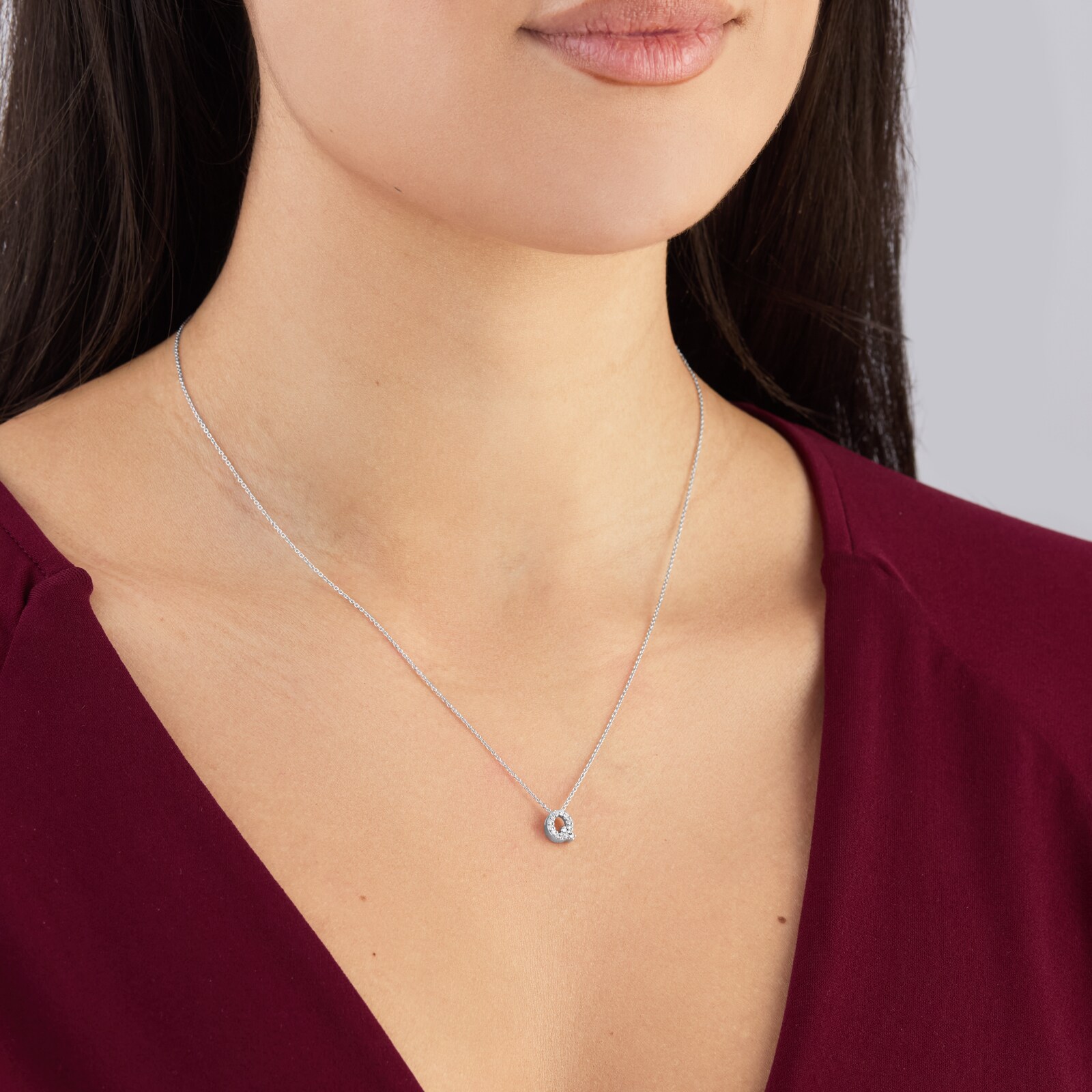 Roberto Coin Tiny Treasures 18ct White Gold 0.07ct Love Letter Q Necklaces Roberto Coin Tiny Treasures 18ct White Gold 0.07ct Love Letter Q Necklaces