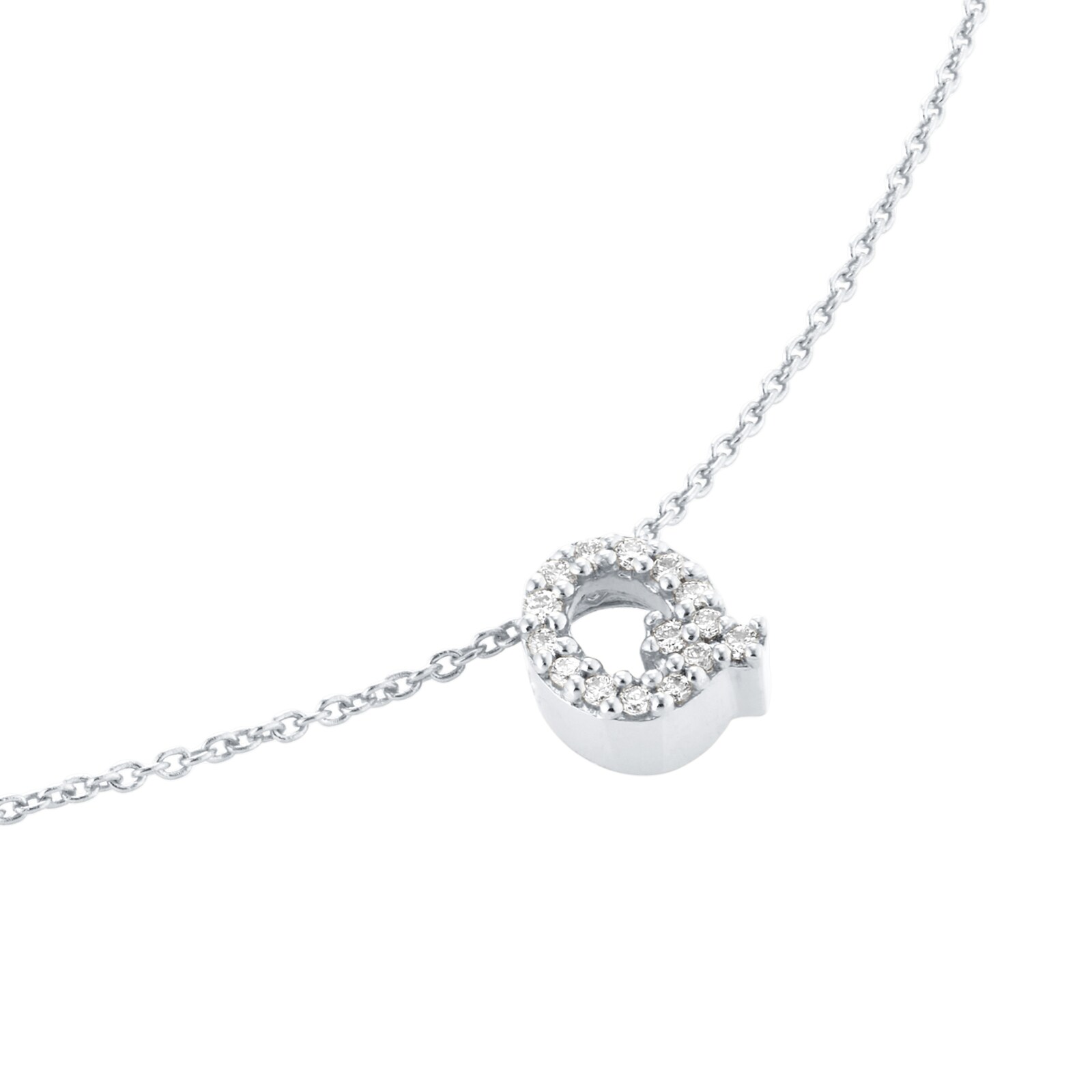 Roberto Coin Tiny Treasures 18ct White Gold 0.07ct Love Letter Q Necklaces Roberto Coin Tiny Treasures 18ct White Gold 0.07ct Love Letter Q Necklaces