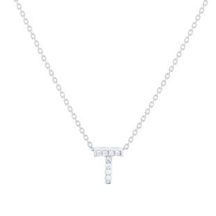 Roberto Coin Tiny Treasures 18ct White Gold 0.04ct Love Letter T Necklaces