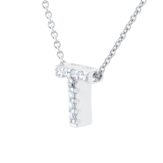 Roberto Coin Tiny Treasures 18ct White Gold 0.04ct Love Letter T Necklaces Roberto Coin Tiny Treasures 18ct White Gold 0.04ct Love Letter T Necklaces