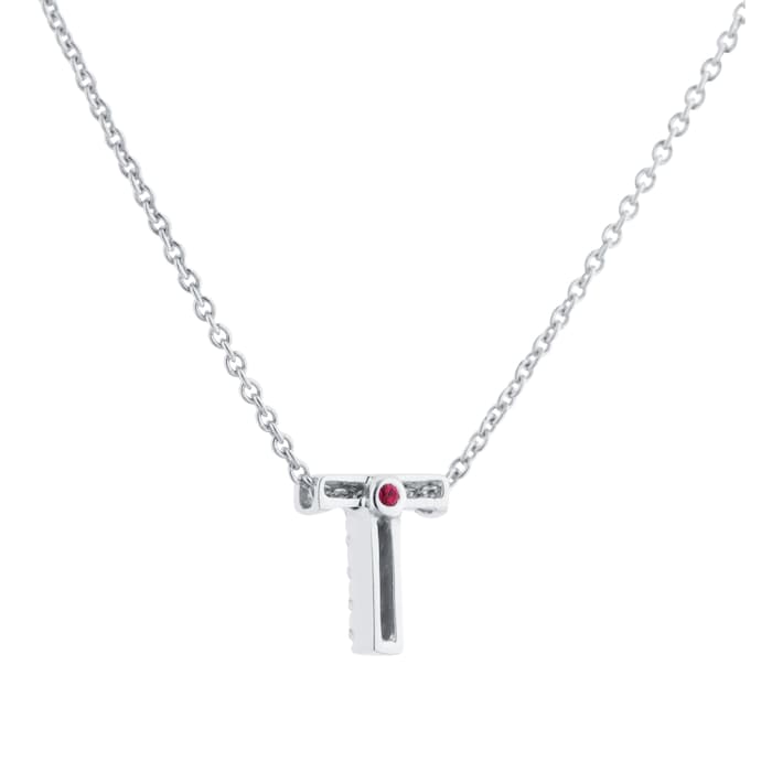 Roberto Coin Tiny Treasures 18ct White Gold 0.04ct Love Letter T Necklaces