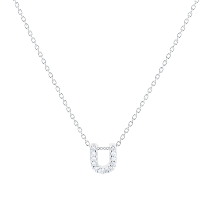 Roberto Coin Tiny Treasures 18ct White Gold 0.06ct Love Letter U Necklaces