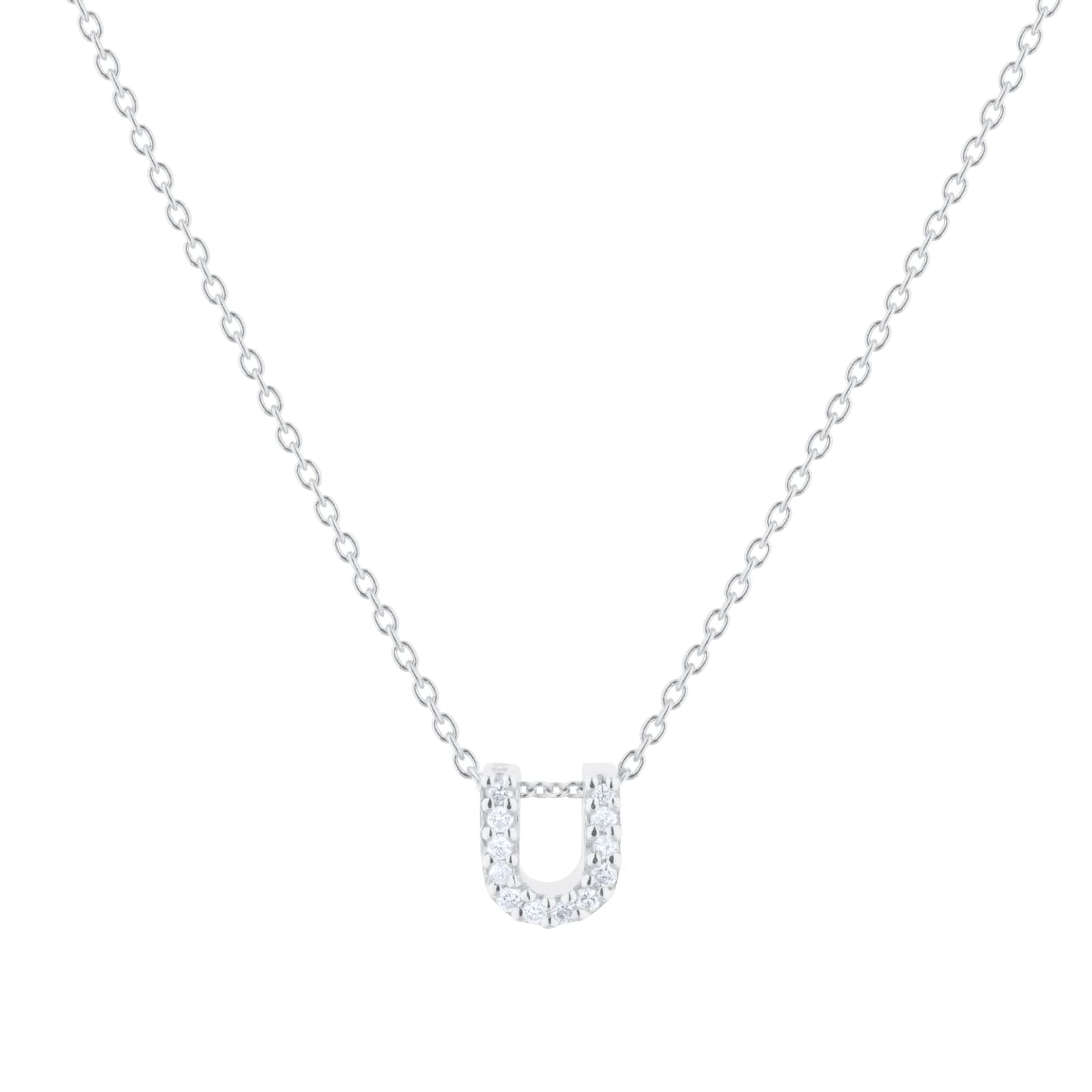 Roberto Coin Tiny Treasures 18ct White Gold 0.06ct Love Letter U Necklaces