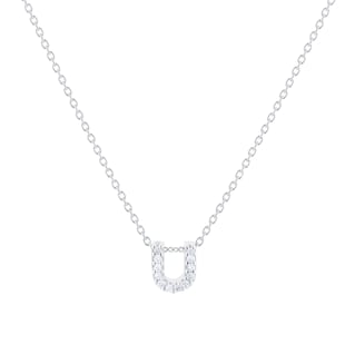 Roberto Coin Tiny Treasures 18ct White Gold 0.06ct Love Letter U Necklaces
