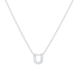 37050133 - Tiny Treasures 18ct White Gold 0.06ct Love Letter U Necklaces