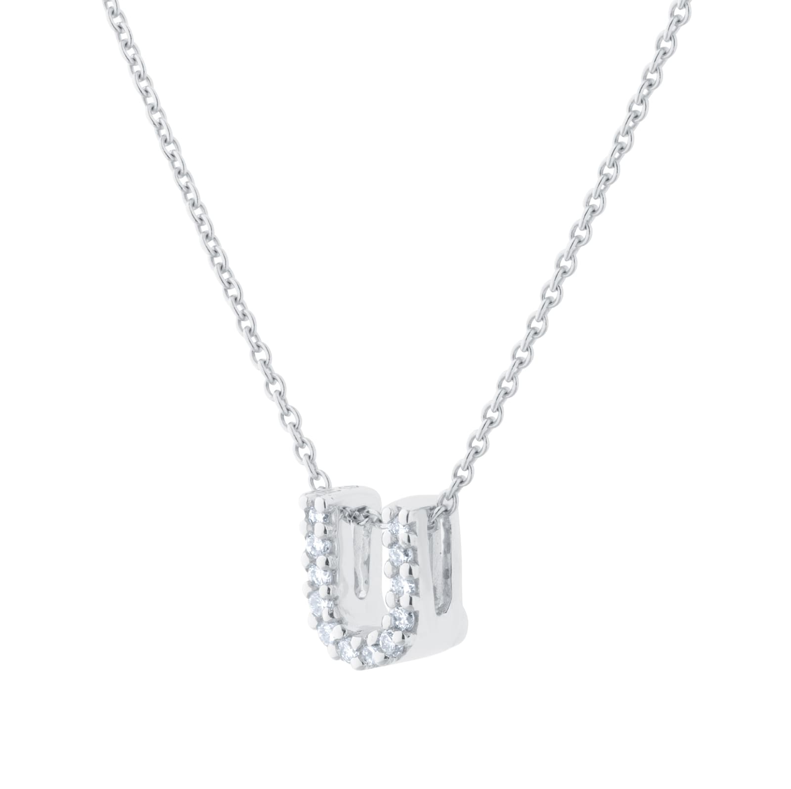 Roberto Coin Tiny Treasures 18ct White Gold 0.06ct Love Letter U Necklaces