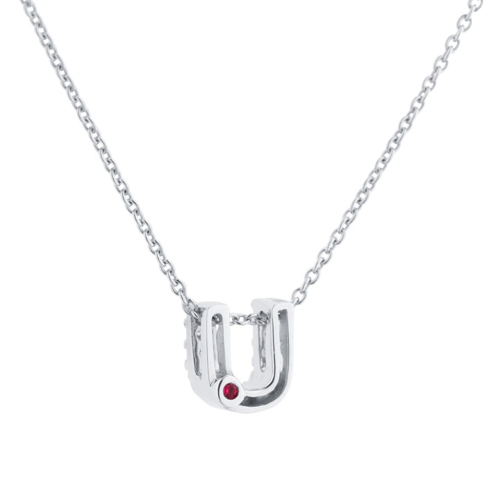 Roberto Coin Tiny Treasures 18ct White Gold 0.06ct Love Letter U Necklaces