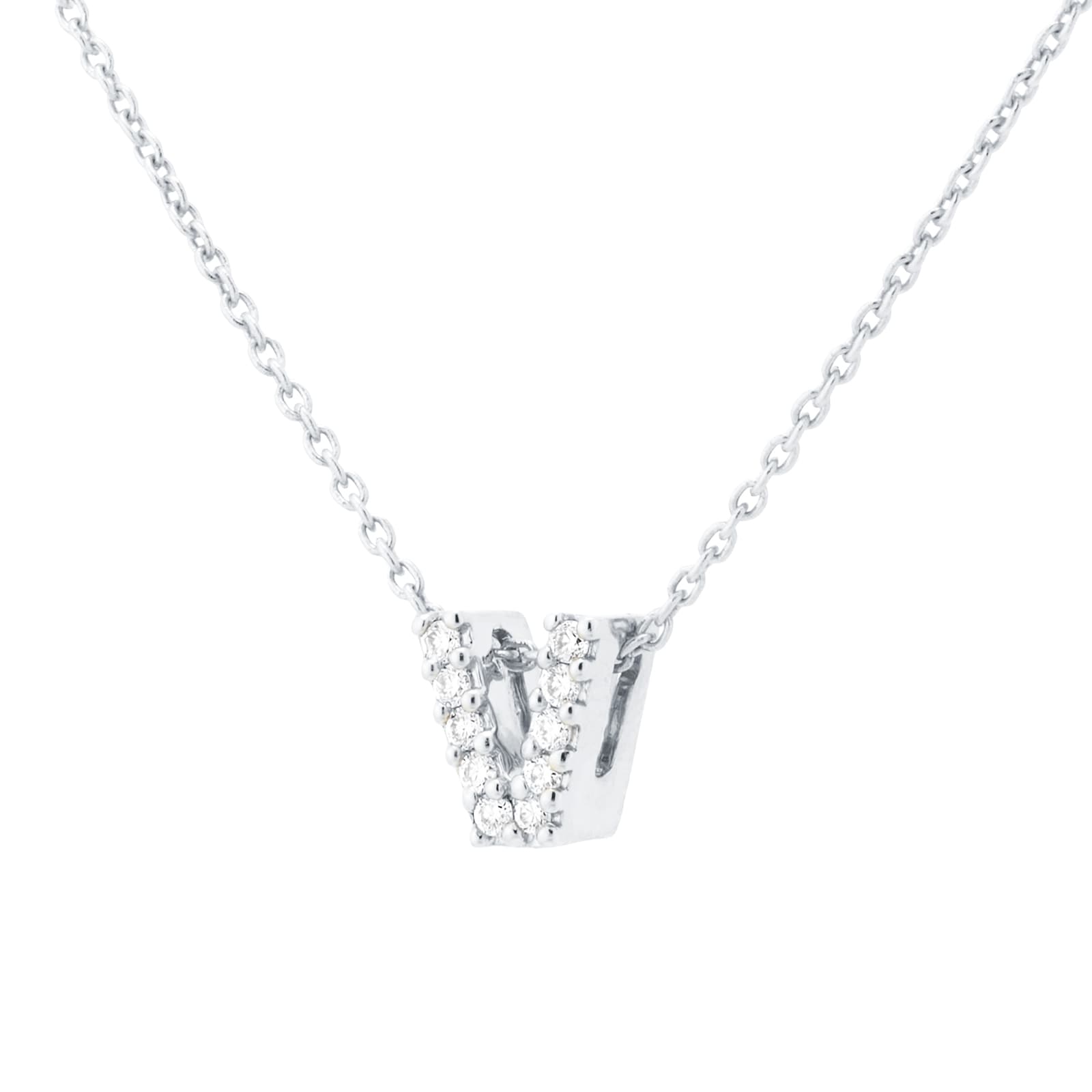 Roberto Coin Tiny Treasures 18ct White Gold 0.05ct Love Letter V Necklaces Roberto Coin Tiny Treasures 18ct White Gold 0.05ct Love Letter V Necklaces