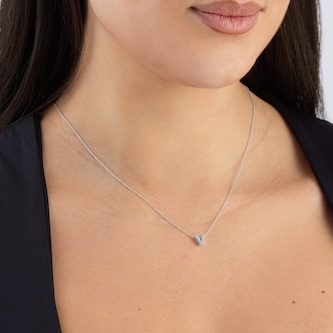 Roberto Coin Tiny Treasures 18ct White Gold 0.05ct Love Letter V Necklaces