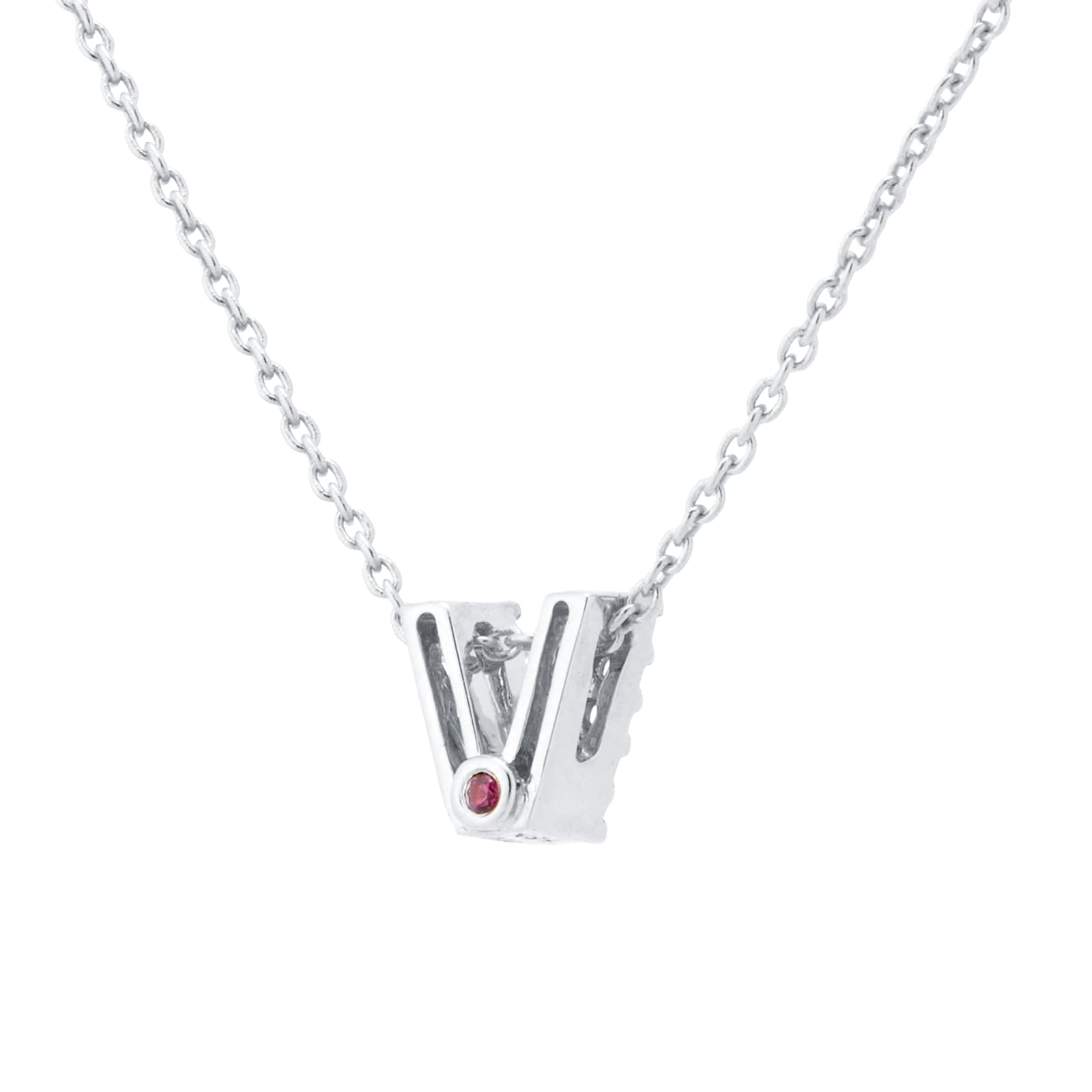 Roberto Coin Tiny Treasures 18ct White Gold 0.05ct Love Letter V Necklaces Roberto Coin Tiny Treasures 18ct White Gold 0.05ct Love Letter V Necklaces