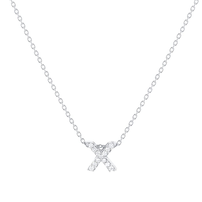 Roberto Coin Tiny Treasures 18ct White Gold 0.05ct Love Letter X Necklaces