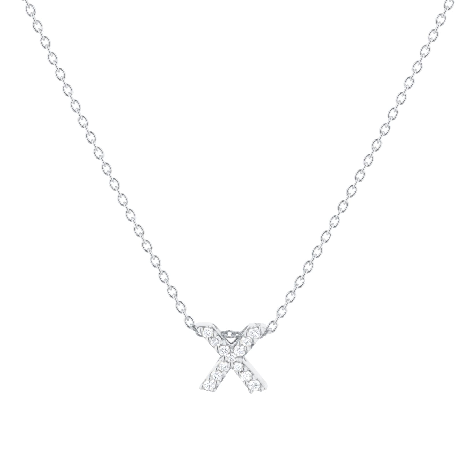 Roberto Coin Tiny Treasures 18ct White Gold 0.05ct Love Letter X Necklaces