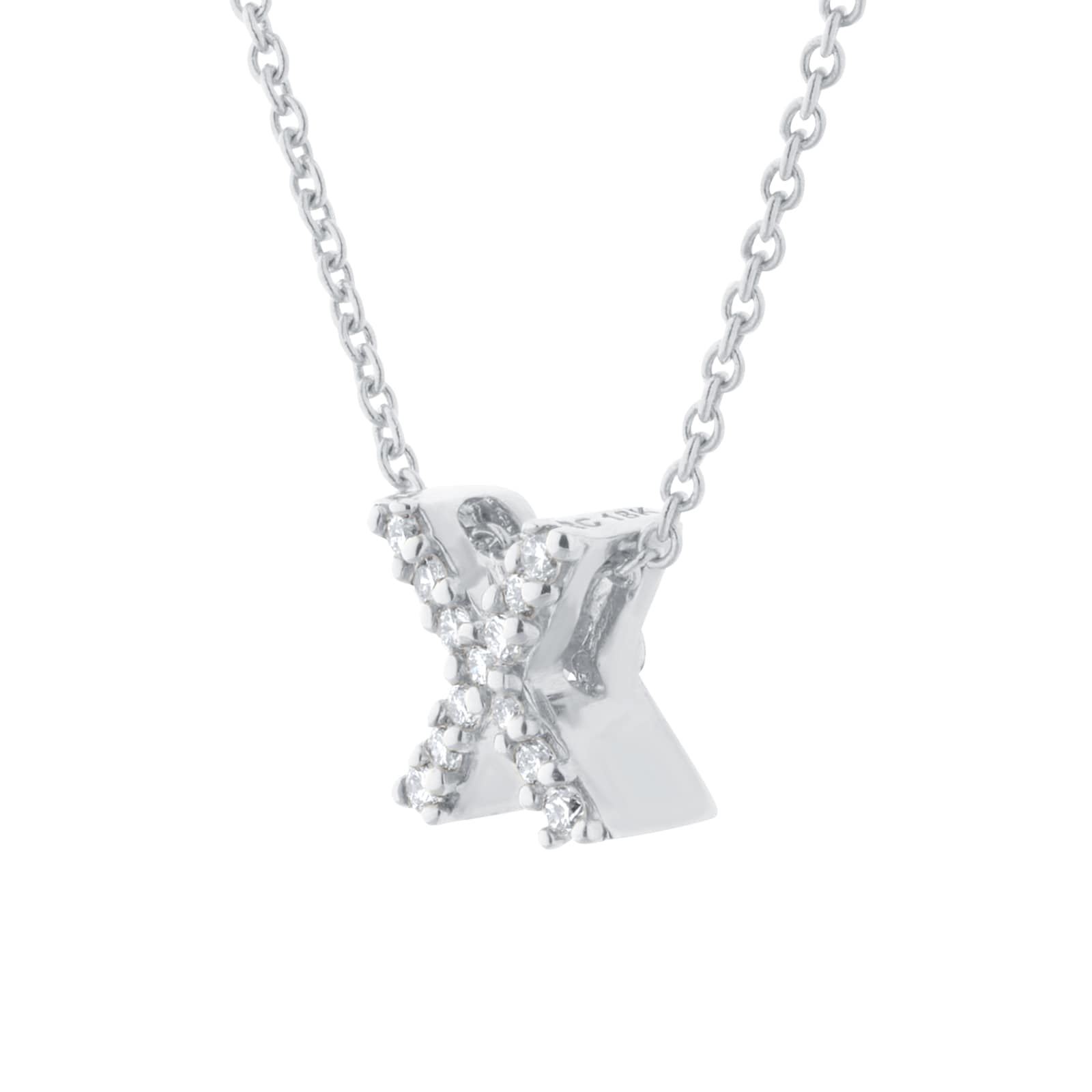 Roberto Coin Tiny Treasures 18ct White Gold 0.05ct Love Letter X Necklaces