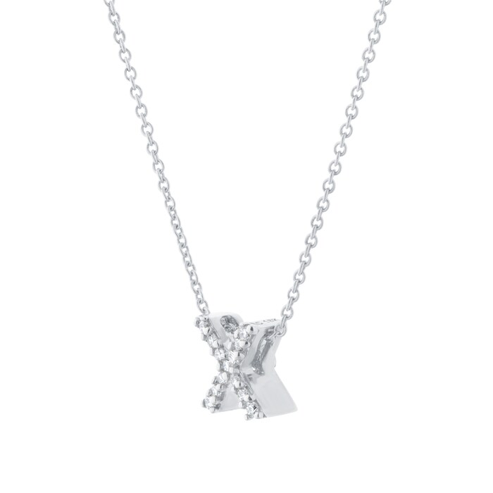 Roberto Coin Tiny Treasures 18ct White Gold 0.05ct Love Letter X Necklaces