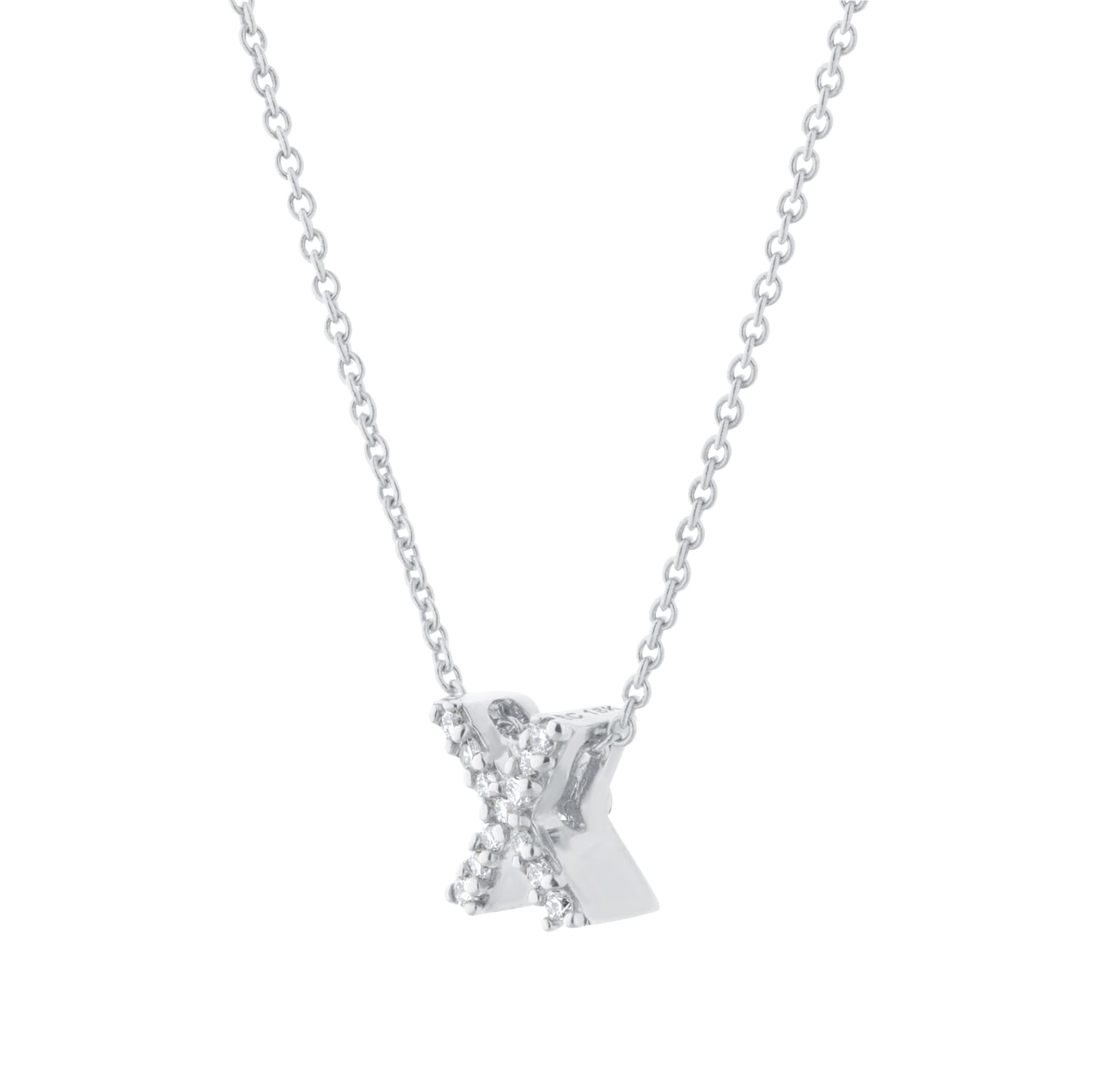Roberto Coin Tiny Treasures 18ct White Gold 0.05ct Love Letter X Necklaces