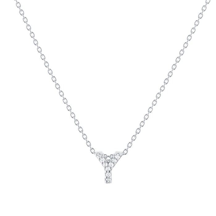 Roberto Coin Tiny Treasures 18ct White Gold 0.04ct Love Letter Y Necklaces