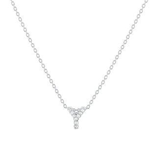 Roberto Coin Tiny Treasures 18ct White Gold 0.04ct Love Letter Y Necklaces