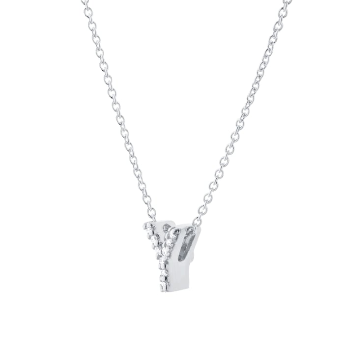Roberto Coin Tiny Treasures 18ct White Gold 0.04ct Love Letter Y Necklaces