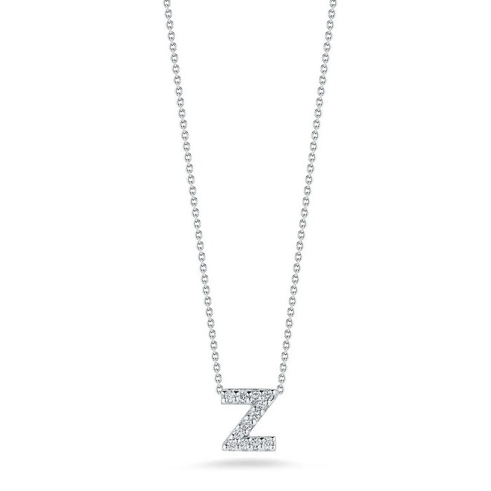 Roberto Coin Tiny Treasures 18ct White Gold 0.05ct Love Letter Z Necklaces