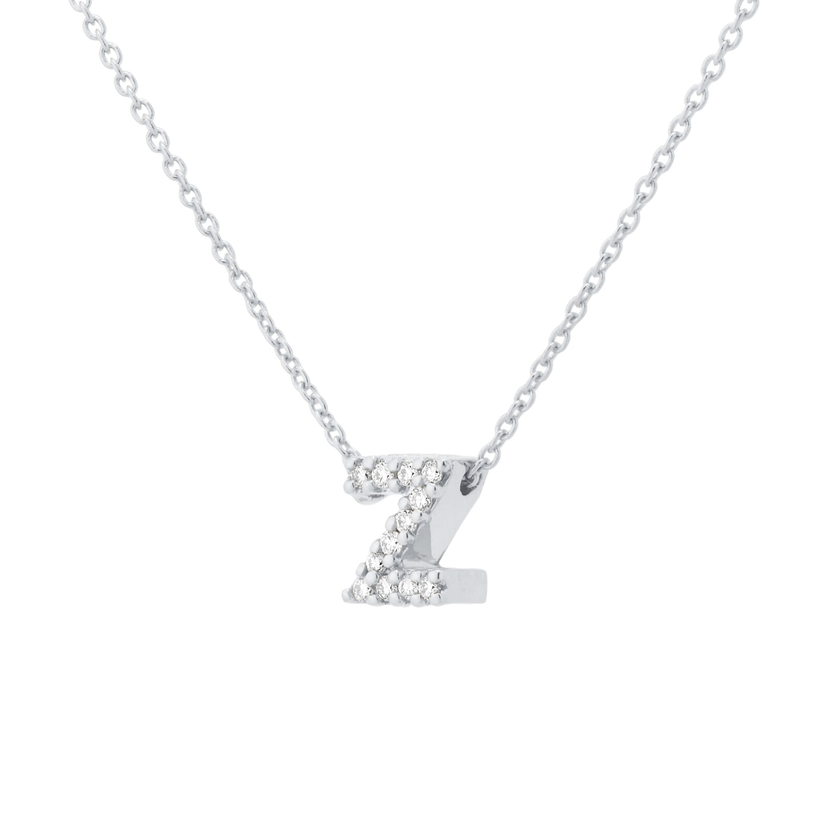 Roberto Coin Tiny Treasures 18ct White Gold 0.05ct Love Letter Z Necklaces