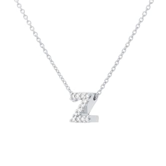 Roberto Coin Tiny Treasures 18ct White Gold 0.05ct Love Letter Z Necklaces