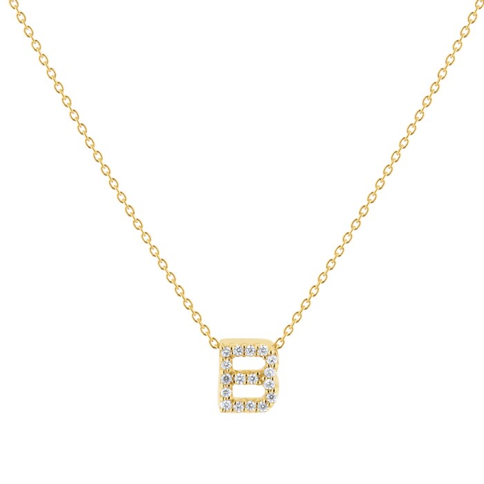 Roberto Coin Tiny Treasures 18ct Yellow Gold 0.06ct Love Letter B Necklaces