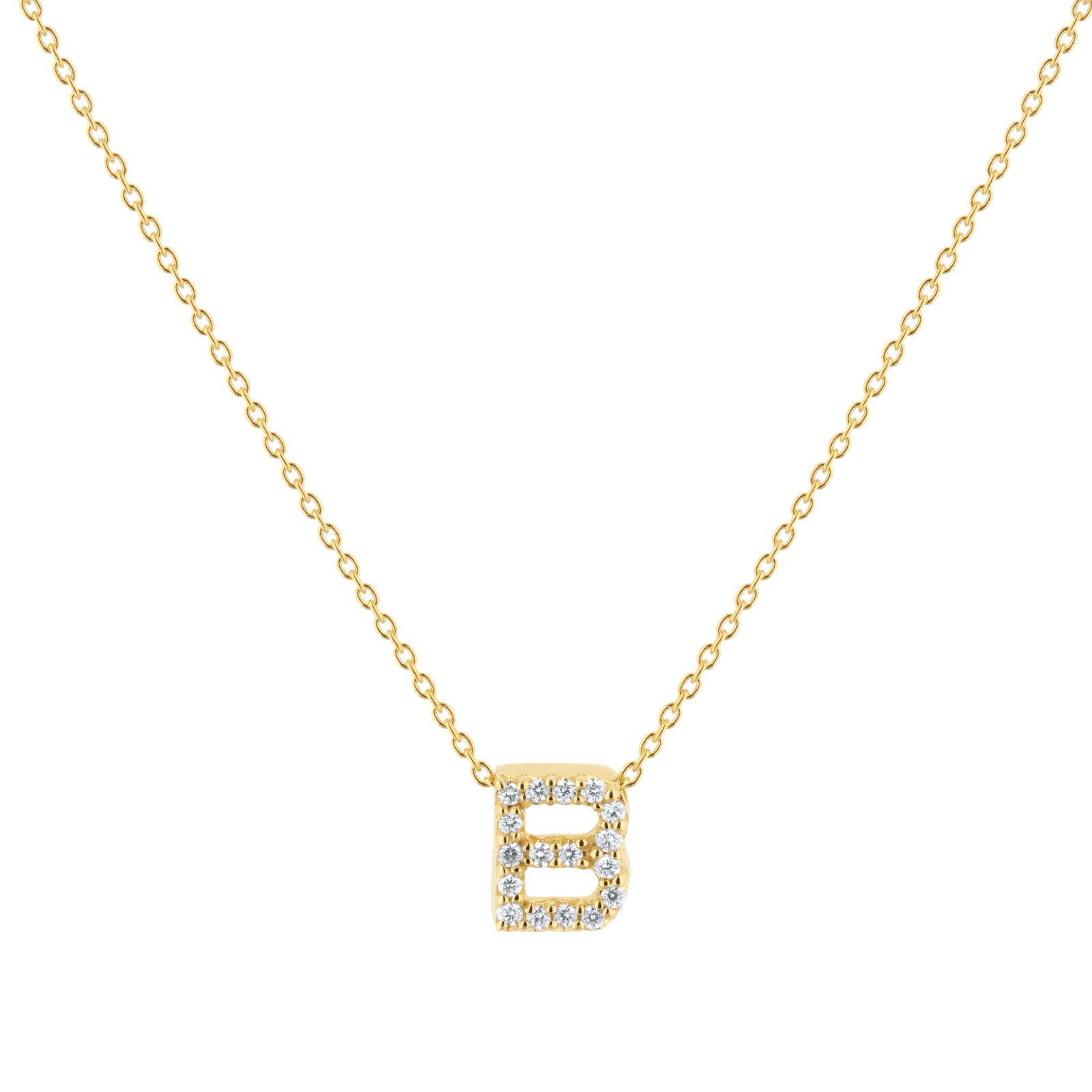 Roberto Coin Tiny Treasures 18ct Yellow Gold 0.06ct Love Letter B Necklaces