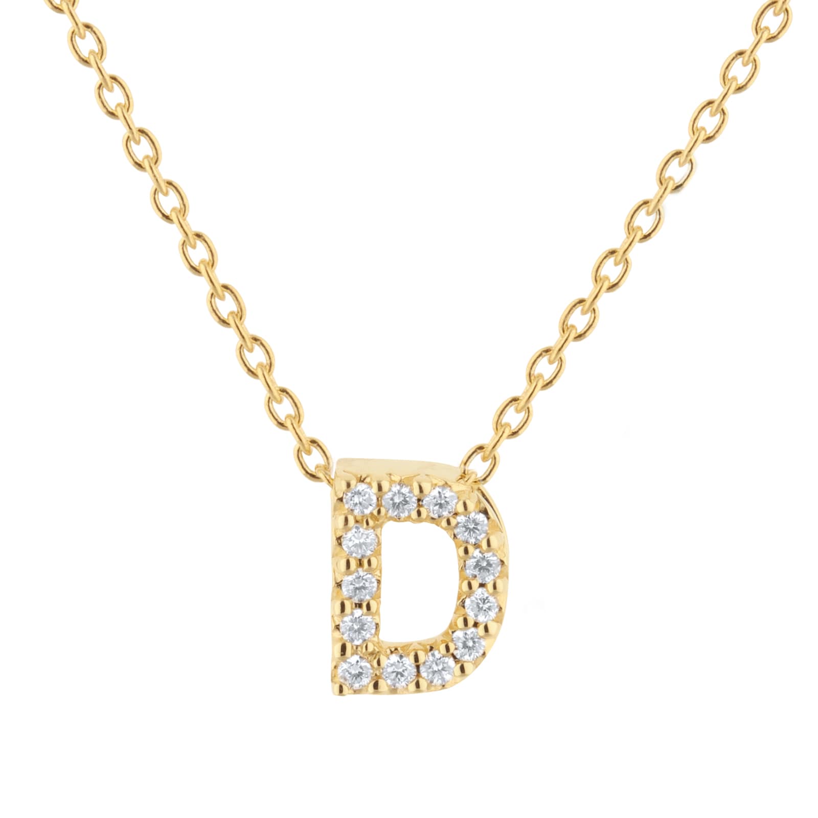 Roberto Coin Tiny Treasures 18ct Yellow Gold 0.06ct Love Letter D Necklaces Roberto Coin Tiny Treasures 18ct Yellow Gold 0.06ct Love Letter D Necklaces