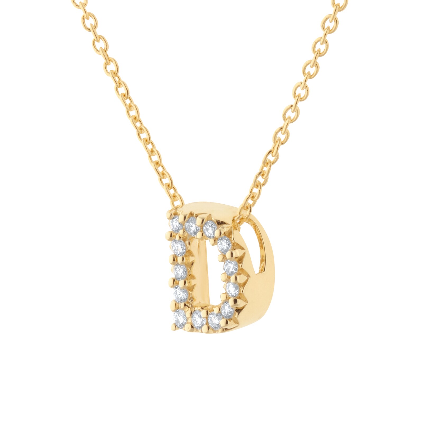 Roberto Coin Tiny Treasures 18ct Yellow Gold 0.06ct Love Letter D Necklaces Roberto Coin Tiny Treasures 18ct Yellow Gold 0.06ct Love Letter D Necklaces
