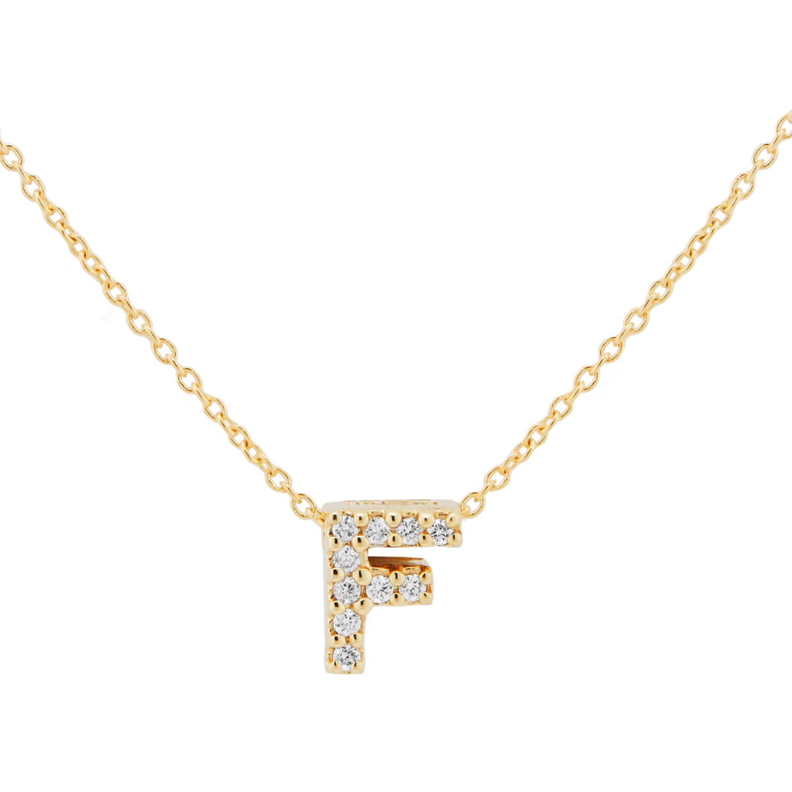 Roberto Coin Tiny Treasures 18ct Yellow Gold 0.05ct Love Letter F Necklaces Roberto Coin Tiny Treasures 18ct Yellow Gold 0.05ct Love Letter F Necklaces