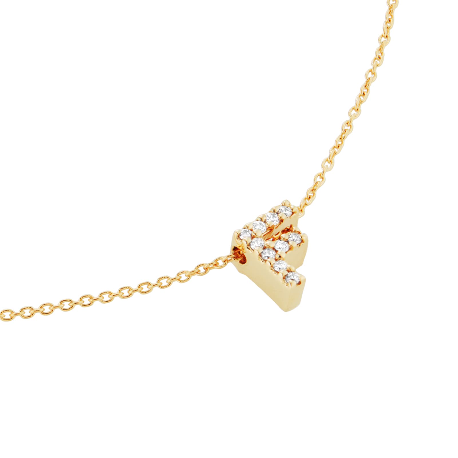 Roberto Coin Tiny Treasures 18ct Yellow Gold 0.05ct Love Letter F Necklaces Roberto Coin Tiny Treasures 18ct Yellow Gold 0.05ct Love Letter F Necklaces