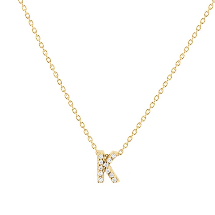 Roberto Coin Tiny Treasures 18ct Yellow Gold 0.05ct Love Letter K Necklaces